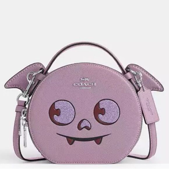 Coach Leather Canteen Crossbody Bag With Halloween Bat Print Purse - Picture 10 of 14